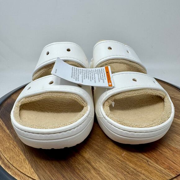 Crocs Classic Cozzzy Sandal White/Shitake Men's 10/ Women's 12 NWT 208963-1MZ - Picture 2 of 8